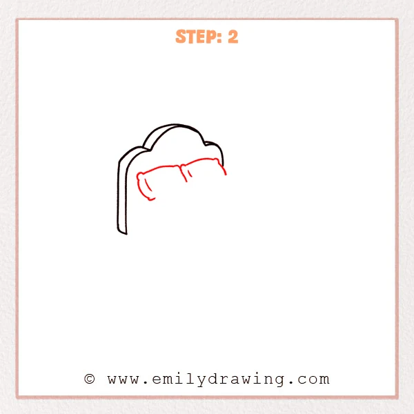 how to draw a cartoon bed - Cartoon bed headboard with the top edges of two pillows sketched inside, including small crease lines.